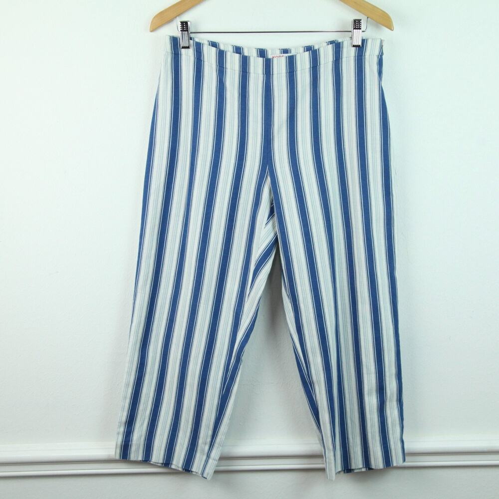 KORS Size 12 Crop Pants Linen Blend Nautical Stripe Preppy Coastal Luxury Capri